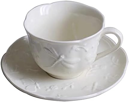 מגר כוס קפה קרמיקה פשוטה ומערכת צלוחית, 7.77oz/230 מל אמריקאי עמיד בפני חום ספל קפוצ'ינו ספל תה עם ספל