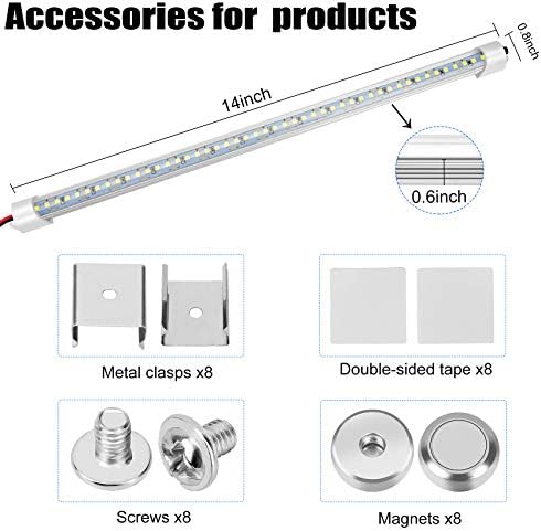 Rifachua CAR 12V פנים LED BAR LED BAR 48 נורות LED אורות רצועה עם מתג ומגנטים 6500K אור לבן לרכב VAN