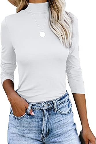 חולצות צווארון גולף לנשים חולצות שרוול ארוך בסיסי בכושר רזה כושר סוודר קלות