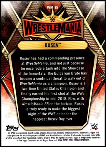 דרך Topps לשנת 2019 לרסלמניה WrestleMania 35 סגל WM-25 Rusev WWE WWE Card Trading Card