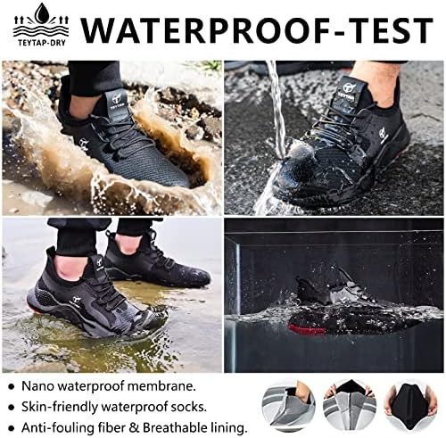 עמיד למים פלדת הבוהן נעלי גברים נשים קל משקל לעבוד נעליים לנשימה נוח להחליק על בטיחות נעלי לנקב הוכחה בלתי