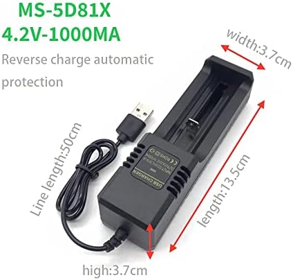 סוללת ליתיום טעינה יחידה אוניברסלית עם כבל USB מתאים לתאריך 26650/18650/16340/14500/21700 וסוללות ליתיום אחרות