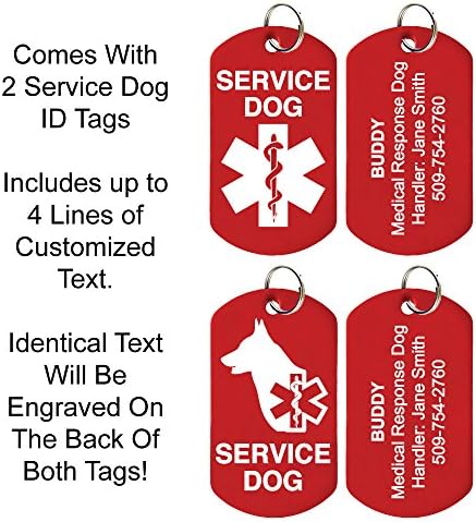 תגי מזהי כלבים של GoTags Service, המותאמים אישית עם עד 4 שורות של טקסט חרוט בהתאמה אישית בחלק