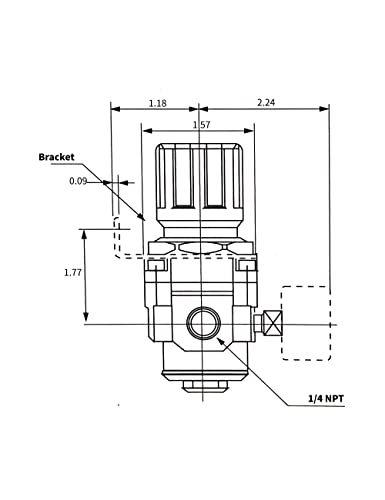 מערכת ייבוש אוויר Rongyao NPT, רגולטור מסנן אוויר דחוס, 1/4 NPT, 0-150psi מד AR2000-N02