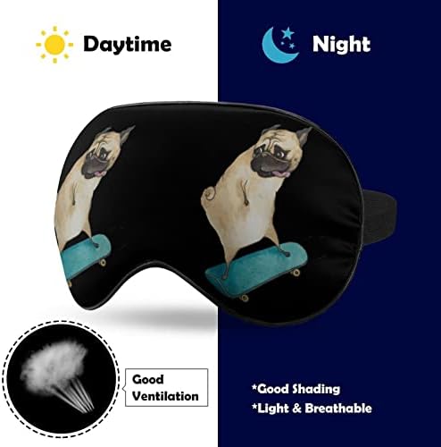 סקייטבורד פאג כלב הדפס מסכת עיניים אור חוסמת מסכת שינה עם רצועה מתכווננת לטיולים משמרת שינה