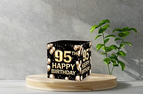 Keydaat תיבת כרטיסי יום הולדת 95 ， ארגז כרטיס שחור וזהב לקישוטים למסיבות יום הולדת ， ציוד למסיבות,