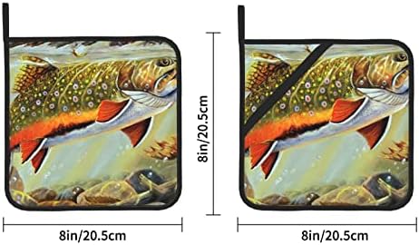 דג זבוב של ברוק טרוט 2 מחזיקי סיר חפיסה למחזיקי סיר עמידים בחום מטבח קובע תנור רפידות חמות מחזיקי סיר לבישול