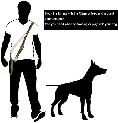 רצועת כלבים טקטית של ICEFANG, K9 אימונים עופרת באנג'י הליכה עם ידית כפולה, אבזם מתכת כבד, טבעת D ללא ידיים לגזע