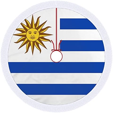 דגל אורוגוואי חצאית עץ חג המולד לקישוטי מסיבות חג עם תחרה של ציצית
