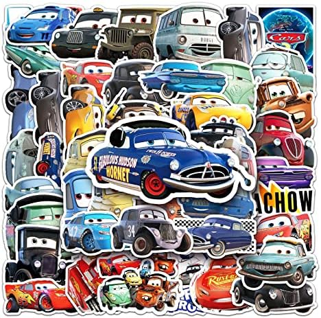 50 יחידות מדבקות קריקטורה Kawaii, מדבקה ויניל מצוירת של מכונית חמודה למכונית מחשב נייד בקבוק