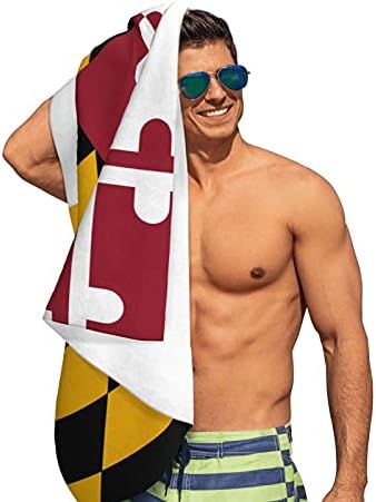 מדינת מרילנד דגל מגבת חוף למבוגרים, 32 x 52 אינץ