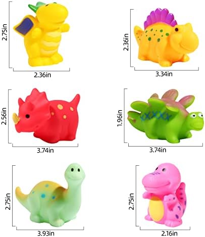 6 יחידות דינוזאור צעצועי אמבטיה לילדים 1-5, לא חור פעוט דינוזאור סטי צעצועי אמבט לא חור לא עובש צעצועי