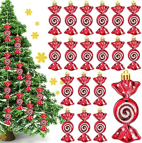 18 חתיכות חג המולד ממתקים קישוטי קנה לעץ עץ חג המולד עץ קנדי ​​קישוטים קישוט ממתקים עם ספירלה לעצי חג המולד חג
