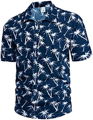 גברים הוואי חולצות קצר שרוול-קוקוס עץ הדפסת חולצות דש חולצה