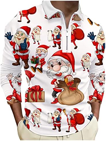 גברים של חג המולד 3 ד דיגיטלי חג המולד הדפסת חג דש רוכסן חולצה ארוך שרוול חולצה ספורט ללבוש גברים