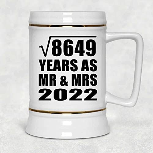 תכנון 93 שנה שורש ריבועי של 8649 שנים בתור MR & MRS 2022, 22oz Beer Stein Ceramic Tallard ספל עם ידית
