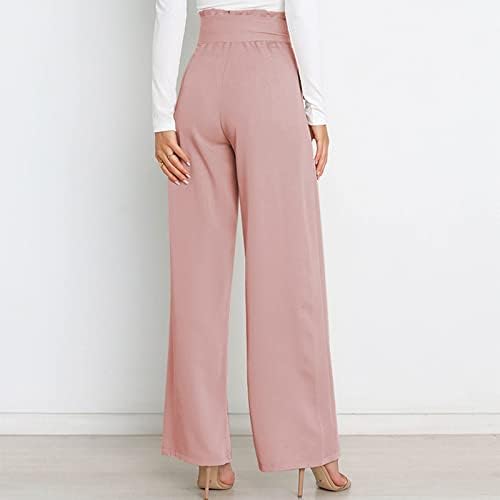 מכנסי רגל רחבים לנשים Teerfu המותניים האלסטיות הגבוהות בעסקים האחוריים מכנסיים ארוכים מכנסי חליפה