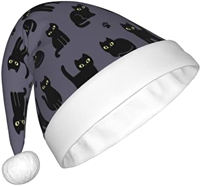 שחור חתול כהה ליל כל הקדושים חג המולד כובע, קטיפה חג המולד סנטה קלאוס כובע לנשים גברים,חידוש חג המולד חדש שנה