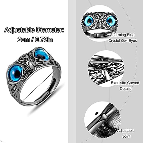 יאומיאו שד עין ינשוף טבעת רטרו בעלי החיים פתוח טבעת מתכוונן ינשוף טבעת פתוח בעלי החיים טבעות