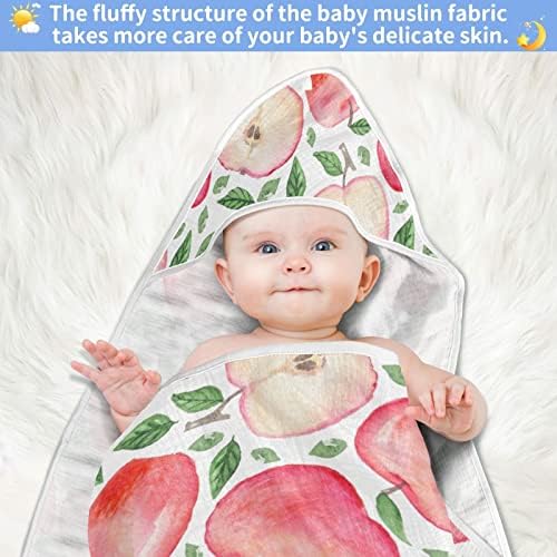 VVFELIXL מגבת רחצה לתינוקות, מגבות תינוקות עם תפוח ורוד, מגבות פעוטות סופגות לתינוק, מגבת רחצה רכה כותנה