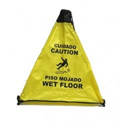 18 צהוב זהירות שלט רצפה רטובה, 3 צדדי מוקפץ רצפה רטובה קונוס בטיחות דו לשוני הודעה זהירות / קוידאדו-רצפה
