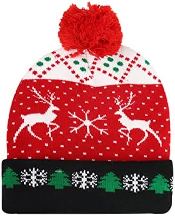 מצחיק חמוד חג המולד כובע כדור כובע מזדמן מגמת אופנה נשי צמר חג המולד אור עד כובע עם הוביל צמר כובע