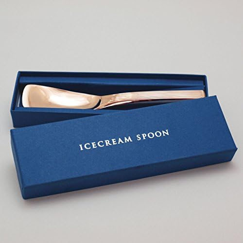Todai 014003003 גלידת קו פסים מפוסת נחושת מוצקה כף גלידה, זהב ורוד, מיוצר ביפן