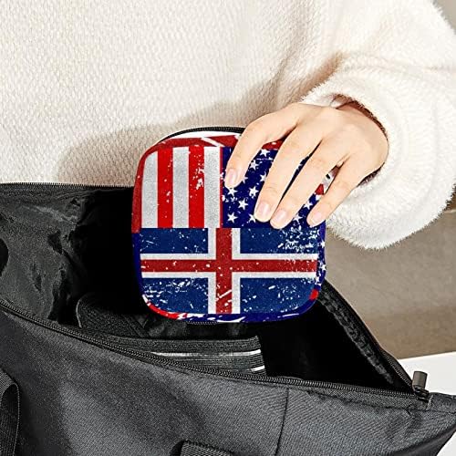 אחסון תיק עבור תחבושות היגייניות, נייד עבור נשים בנות רחיץ לשימוש חוזר, ארהב איסלנד דגל