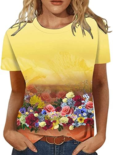 קצר שרוול 2023 בגדי אופנה צווארון עגול כותנה גרפי בראנץ ' רופף בכושר למעלה חולצה עבור נשים טי קיץ סתיו