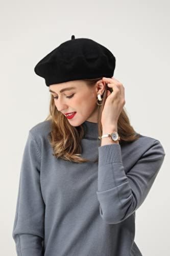 ביילרזיד צרפתית כומתה-קלאסי צמר כומתה מוצק צבע נשים כומתה כובע כובע