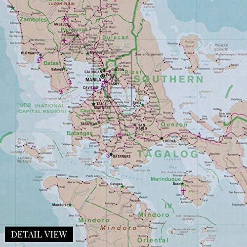 מפת ההיסטוריה של הפיליפינים 1990-24 על 36 אינץ ' - מפת איי הפיליפינים-כולל שיבוץ של מטרו מנילה