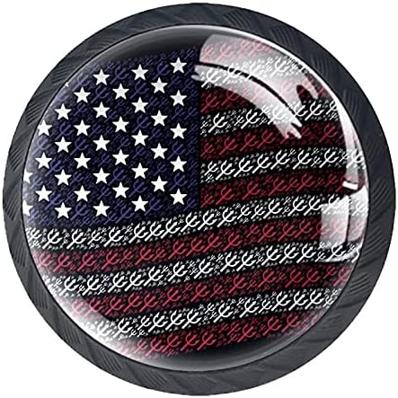 עגול מגירה מושך ידית ארצות הברית דגל טריידנט מזלג הדפסה עם ברגים לבית שידת ארונות דלת מטבח משרד
