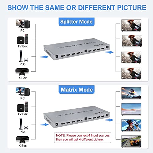 מטריצת 4x4 HDMI עם Toslink & Stereo Audio 0UT 4K HDMI מטריקס בורר 4 ב 4 0UT SPLITTE
