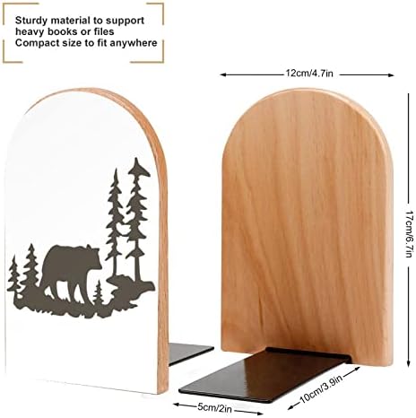 וודלנד דוב יער עץ דקורטיבי תומכי ספרים ללא החלקה ספר סוף עבור מדפים 1 זוג 7 איקס 5 אינץ