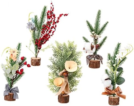 Tofficu 5 pcs מדומה עץ חג המולד Para mesa de חג עץ מיניאטורי חלון ראווה עיצוב חג המולד מלאכותי עץ חג המולד