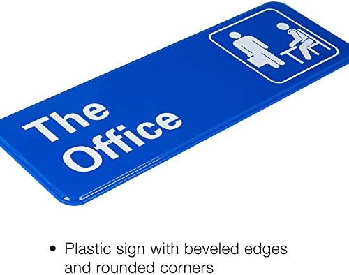 מוצרים גלובליים Excello קל לעלות על 9 על 3 בפלסטיק אינפורמטיבי שלט המשרד עם סמלים, כחול, חבילה של 2