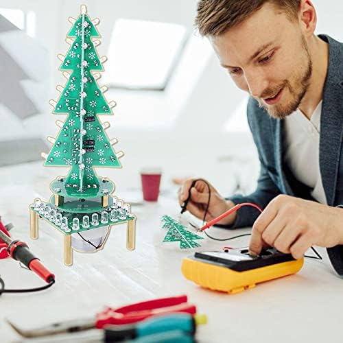 מעריץ צבעוני סיבוב תלת מימד RGB חג המולד חג המולד עץ LED DIY ערכת DIY, מוסיקה מעגל עץ חג המולד