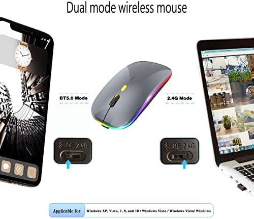 עכבר לד אלחוטי, עכבר אילם נטענת דק, עכברי מחשב אופטיים ניידים במצב כפול, 3 מדדי מדידה מתכווננים. למחשב נייד,