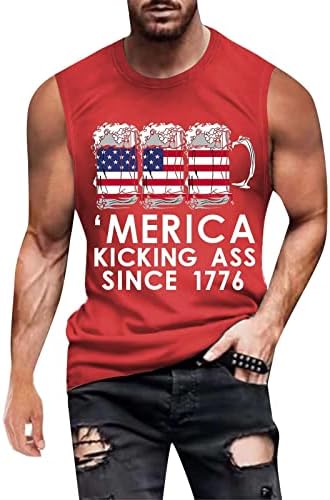 ZDDO 4 ביולי שרירי גברים שרירים גופיות פטריוטיות חולצות אימון ללא שרוולים קיץ אתלטי 1776 טנקי