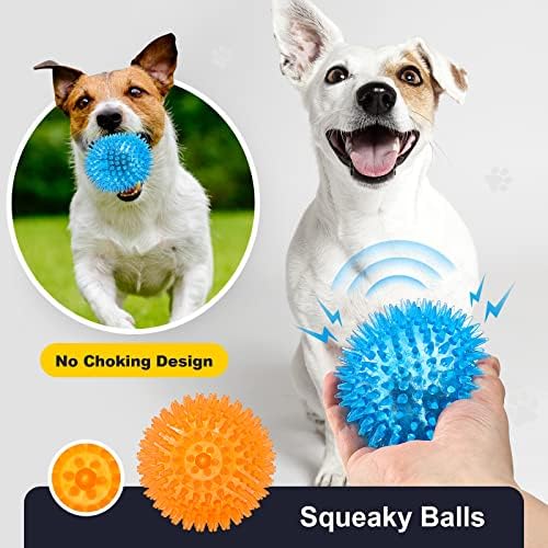 ויטבר 8 צבעים 2.5 חורק כלב צעצוע כדורי עבור קטן בינוני כלבים, גור ללעוס צעצועי בקיעת שיניים, קוצני