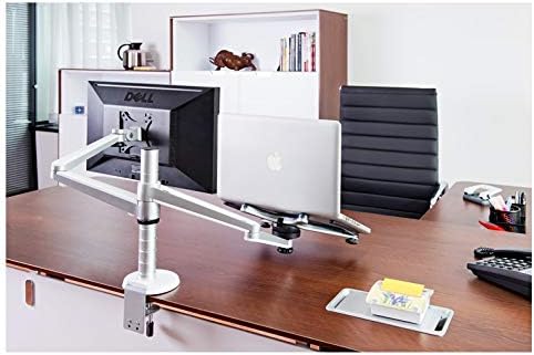 7 מולטימדיה שולחן עבודה כפול זרוע 25 אינץ מוניור מחזיק + מחשב נייד מחזיק מעמד שולחן מלא תנועה כפולה צג הר זרוע