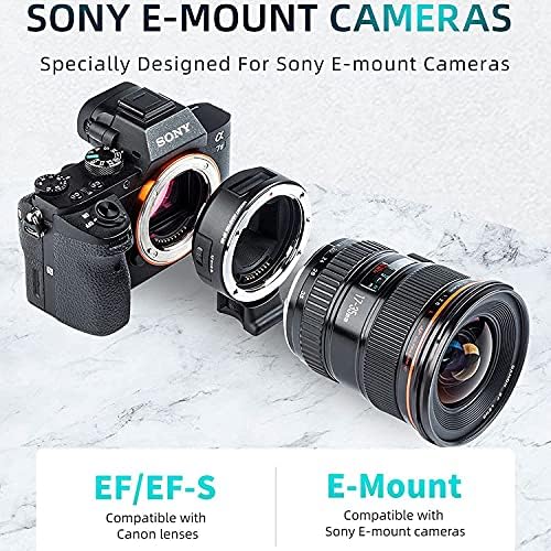 מתאם E-Mount EF-E5 מיקוד אוטומטי-פוקוס OLED ממיר עדשות תואם תואם לעדשת EOS EES/EF-S ל- Sony E Mount Camera A7/A7R/A7S/A7M/A6500/A6400/A6000