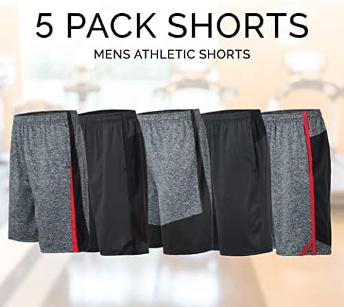 מכנסי ספורט לגברים-5 מארז מארז בגדי ספורט לגברים מכנסי כדורסל מהירים ויבשים-אימון, חדר כושר, ריצה