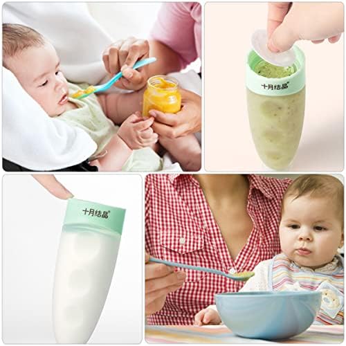 תינוק בקבוקי סיליקון כפית 3 יחידות ירוק עבור כפית סיליקון מזון האכלת תינוק אורז פירות בקבוק מתנות מזין