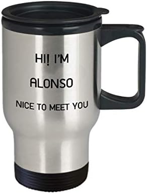 אני אלונסו ספל נסיעות שם ייחודי מתנת כוס מתנה לגברים נשים 14oz נירוסטה