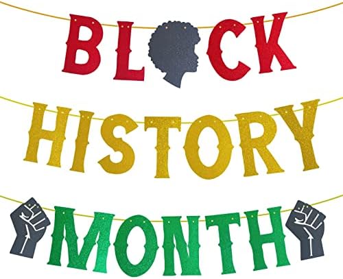 גליטר שחור היסטוריה חודש באנר שלט האמנציפציה האפריקנית האמריקאית, קישוטי המסיבות של יום יוני -עשרה שמח