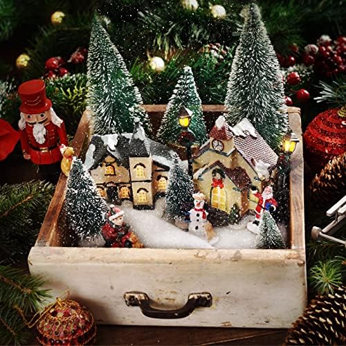 10.6 אונקיות שלג מלאכותי חג המולד מזויף מזויף שלג עץ אורן קטן עם בסיסי עץ עץ חג המולד עץ בקבוק