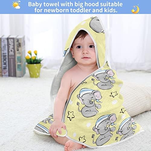 VVFELIXL פיל מגבת עם מגבת ברדס לתינוק סופג מגבות תינוקות כותנה מגבת רחצה רכה לתינוק, פעוט 35x35in בעלי