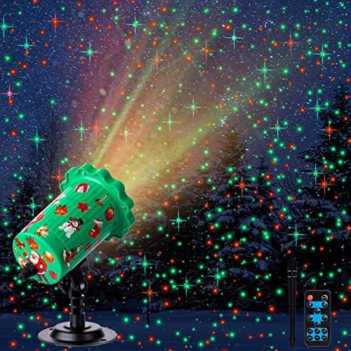 מקרן חג המולד אורות אור הקרנה כוכבים אדומים וירוקים עם שלט רחוק LED LED אור חיצוני מקרן נוף אטום למים זרקורים