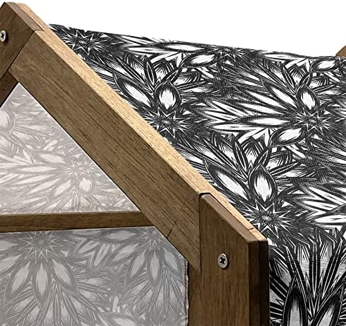 אמבסון דליה בית חיות מחמד מעץ, דפוס פורח בסגנון מונוכרום עם סגנון סקינה קמפנולה עשבי תיבול